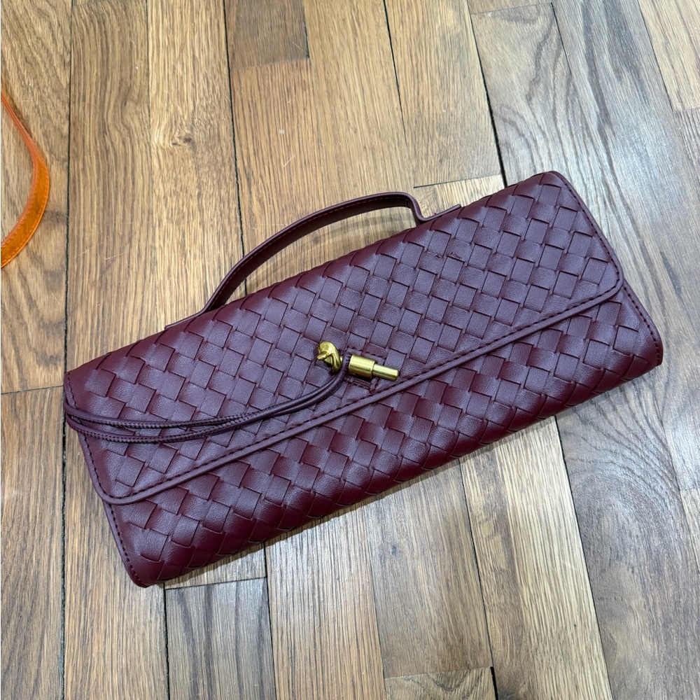 Elegant Burgundy Woven Clutch